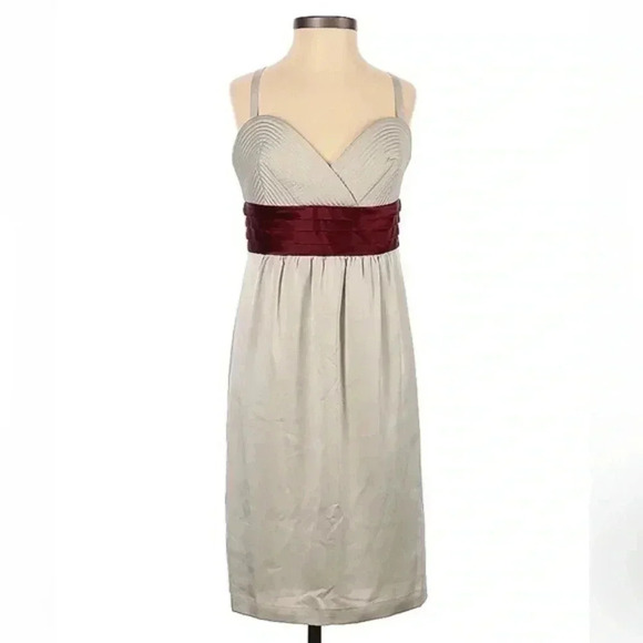 BCBGMAXAZRIA | Tan & Burgundy Silk Blend Cocktail Formal Dress Size S Small - Picture 1 of 2